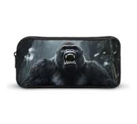 ERSTSNCK Cute Aesthetic Pencil Case - Angry Gorilla Double Zipper Pen Bag for Women Big Capacity Pencil Pouch, Portable Makeup & Stationery Organizer for Office Travel