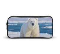 ERSTSNCK Cute Aesthetic Pencil Case - Arctic Polar Bear Double Zipper Pen Bag for Women Big Capacity Pencil Pouch, Portable Makeup & Stationery Organizer for Office Travel