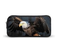 ERSTSNCK Cute Aesthetic Pencil Case - Bald Eagle Double Zipper Pen Bag for Women Big Capacity Pencil Pouch, Portable Makeup & Stationery Organizer for Office Travel