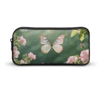 ERSTSNCK Cute Aesthetic Pencil Case - Butterflies Dancing Double Zipper Pen Bag for Women Big Capacity Pencil Pouch, Portable Makeup & Stationery Organizer for Office Travel