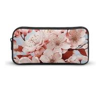 ERSTSNCK Cute Aesthetic Pencil Case - Cherry Blossoms Double Zipper Pen Bag for Women Big Capacity Pencil Pouch, Portable Makeup & Stationery Organizer for Office Travel