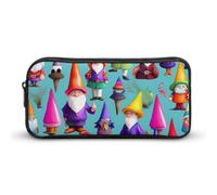 ERSTSNCK Cute Aesthetic Pencil Case - Colorful Gnomes Double Zipper Pen Bag for Women Big Capacity Pencil Pouch, Portable Makeup & Stationery Organizer for Office Travel