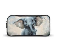 ERSTSNCK Cute Aesthetic Pencil Case - Cute Elephant Play Bubbles Double Zipper Pen Bag for Women Big Capacity Pencil Pouch, Portable Makeup & Stationery Organizer for Office Travel