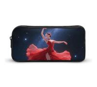 ERSTSNCK Cute Aesthetic Pencil Case - Dancer on Star Stage Double Zipper Pen Bag for Women Big Capacity Pencil Pouch, Portable Makeup & Stationery Organizer for Office Travel