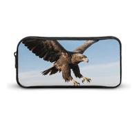 ERSTSNCK Cute Aesthetic Pencil Case - Eagle in The Sky Double Zipper Pen Bag for Women Big Capacity Pencil Pouch, Portable Makeup & Stationery Organizer for Office Travel