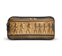 ERSTSNCK Cute Aesthetic Pencil Case - Egypt Hieroglyphics Double Zipper Pen Bag for Women Big Capacity Pencil Pouch, Portable Makeup & Stationery Organizer for Office Travel
