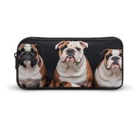 ERSTSNCK Cute Aesthetic Pencil Case - English Bulldogs Double Zipper Pen Bag for Women Big Capacity Pencil Pouch, Portable Makeup & Stationery Organizer for Office Travel