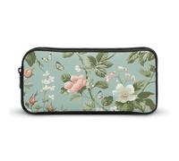 ERSTSNCK Cute Aesthetic Pencil Case - Floral Pattern Style Double Zipper Pen Bag for Women Big Capacity Pencil Pouch, Portable Makeup & Stationery Organizer for Office Travel