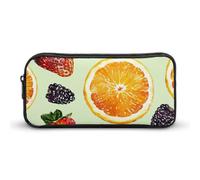 ERSTSNCK Cute Aesthetic Pencil Case - Fruit Style Pattern Double Zipper Pen Bag for Women Big Capacity Pencil Pouch, Portable Makeup & Stationery Organizer for Office Travel