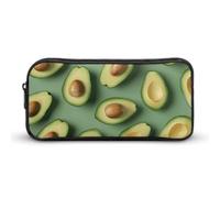 ERSTSNCK Cute Aesthetic Pencil Case - Green Pattern Double Zipper Pen Bag for Women Big Capacity Pencil Pouch, Portable Makeup & Stationery Organizer for Office Travel