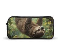 ERSTSNCK Cute Aesthetic Pencil Case - Lazy Sloth Double Zipper Pen Bag for Women Big Capacity Pencil Pouch, Portable Makeup & Stationery Organizer for Office Travel