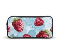 ERSTSNCK Cute Aesthetic Pencil Case - Light Blue Pattern Double Zipper Pen Bag for Women Big Capacity Pencil Pouch, Portable Makeup & Stationery Organizer for Office Travel