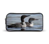 ERSTSNCK Cute Aesthetic Pencil Case - Loon Birds Double Zipper Pen Bag for Women Big Capacity Pencil Pouch, Portable Makeup & Stationery Organizer for Office Travel