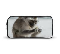 ERSTSNCK Cute Aesthetic Pencil Case - Monkey on The Ground Double Zipper Pen Bag for Women Big Capacity Pencil Pouch, Portable Makeup & Stationery Organizer for Office Travel