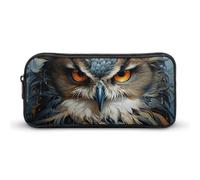 ERSTSNCK Cute Aesthetic Pencil Case - Owl Double Zipper Pen Bag for Women Big Capacity Pencil Pouch, Portable Makeup & Stationery Organizer for Office Travel