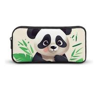 ERSTSNCK Cute Aesthetic Pencil Case - Panda Star Double Zipper Pen Bag for Women Big Capacity Pencil Pouch, Portable Makeup & Stationery Organizer for Office Travel