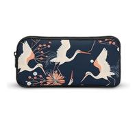 ERSTSNCK Cute Aesthetic Pencil Case - Peach And White Double Zipper Pen Bag for Women Big Capacity Pencil Pouch, Portable Makeup & Stationery Organizer for Office Travel