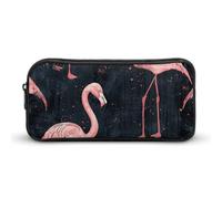 ERSTSNCK Cute Aesthetic Pencil Case - Peach Flamingo Style Double Zipper Pen Bag for Women Big Capacity Pencil Pouch, Portable Makeup & Stationery Organizer for Office Travel
