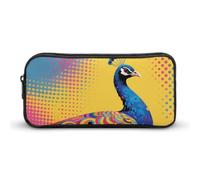 ERSTSNCK Cute Aesthetic Pencil Case - Peacock Pattern Double Zipper Pen Bag for Women Big Capacity Pencil Pouch, Portable Makeup & Stationery Organizer for Office Travel