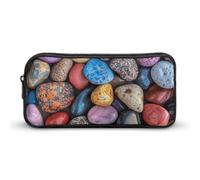 ERSTSNCK Cute Aesthetic Pencil Case - Pebbles And Rocks Double Zipper Pen Bag for Women Big Capacity Pencil Pouch, Portable Makeup & Stationery Organizer for Office Travel