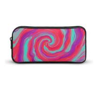 ERSTSNCK Cute Aesthetic Pencil Case - Red - Purple Vortex Double Zipper Pen Bag for Women Big Capacity Pencil Pouch, Portable Makeup & Stationery Organizer for Office Travel