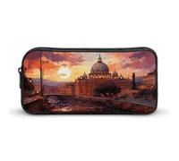ERSTSNCK Cute Aesthetic Pencil Case - Rome Sunset Double Zipper Pen Bag for Women Big Capacity Pencil Pouch, Portable Makeup & Stationery Organizer for Office Travel