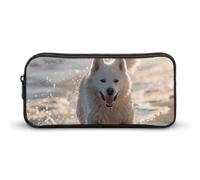 ERSTSNCK Cute Aesthetic Pencil Case - Running on The Beach Double Zipper Pen Bag for Women Big Capacity Pencil Pouch, Portable Makeup & Stationery Organizer for Office Travel