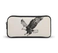 ERSTSNCK Cute Aesthetic Pencil Case - Soaring Eagle Double Zipper Pen Bag for Women Big Capacity Pencil Pouch, Portable Makeup & Stationery Organizer for Office Travel