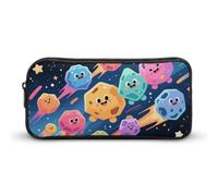 ERSTSNCK Cute Aesthetic Pencil Case - Space Meteor Double Zipper Pen Bag for Women Big Capacity Pencil Pouch, Portable Makeup & Stationery Organizer for Office Travel