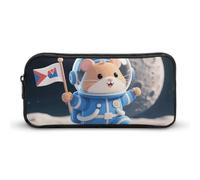 ERSTSNCK Cute Aesthetic Pencil Case - Space - Suit Hamster Double Zipper Pen Bag for Women Big Capacity Pencil Pouch, Portable Makeup & Stationery Organizer for Office Travel