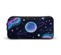ERSTSNCK Cute Aesthetic Pencil Case - Starry Cosmos Double Zipper Pen Bag for Women Big Capacity Pencil Pouch, Portable Makeup & Stationery Organizer for Office Travel