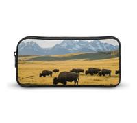 ERSTSNCK Cute Aesthetic Pencil Case - Teton Prairie Double Zipper Pen Bag for Women Big Capacity Pencil Pouch, Portable Makeup & Stationery Organizer for Office Travel