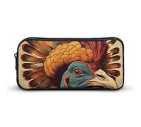 ERSTSNCK Cute Aesthetic Pencil Case - There Is A Turkey on The Head Double Zipper Pen Bag for Women Big Capacity Pencil Pouch, Portable Makeup & Stationery Organizer for Office Travel