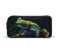 ERSTSNCK Cute Aesthetic Pencil Case - Tree Frog Double Zipper Pen Bag for Women Big Capacity Pencil Pouch, Portable Makeup & Stationery Organizer for Office Travel