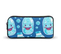 ERSTSNCK Cute Aesthetic Pencil Case - Water Bottle Pattern Double Zipper Pen Bag for Women Big Capacity Pencil Pouch, Portable Makeup & Stationery Organizer for Office Travel