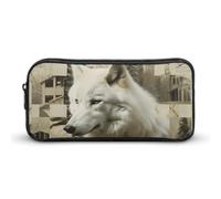 ERSTSNCK Cute Aesthetic Pencil Case - Wolves And Their Home Double Zipper Pen Bag for Women Big Capacity Pencil Pouch, Portable Makeup & Stationery Organizer for Office Travel