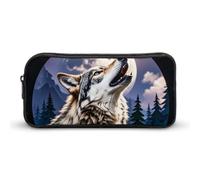 ERSTSNCK Cute Aesthetic Pencil Case - Wolves Double Zipper Pen Bag for Women Big Capacity Pencil Pouch, Portable Makeup & Stationery Organizer for Office Travel