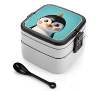 ERSTSNCK Cute Animal Head Bento Box 1000ml Leak Proof Lunch Container with Removable Dividers & Spoon - BPA-Free PP Stackable Lunch Box for Work, Office, Picnic, Travel, Dining Out