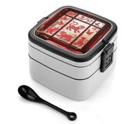 ERSTSNCK Cute Animal Window Decoration Bento Box 1000ml Leak Proof Lunch Container with Removable Dividers & Spoon - BPA-Free PP Stackable Lunch Box for Work, Office, Picnic, Travel, Dining Out