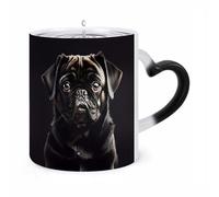ERSTSNCK Cute Black Pug Dog Color Changing Mug Heat Changing Coffee Mugs Funny Magic Cup Heat Sensitive Travel Mug Novelty Coffee Cups Personalized Customized Gift Idea for Men & Women 11 Oz