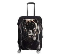 ERSTSNCK Cute Black Pug Dog Luggage Suitcase Covers Elastic Washable Cute Luggage Protector Travel Suitcase Protective Cover For Adult (Fit 19-32 Inch Luggages) X-Large, white, L, Cute Black Pug Dog