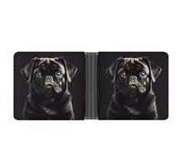 ERSTSNCK Cute Black Pug Dog Wallet for Men Bifold Rfid Blocking Slim Money Clip Front Pocket Wallet Card Holder