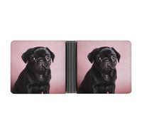 ERSTSNCK Cute Black Pug Wallet for Men Bifold Rfid Blocking Slim Money Clip Front Pocket Wallet Card Holder
