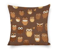 ERSTSNCK Cute Brown Cartoon Owl Pillow Covers 18"x18" Linen Throw Pillow Covers - Double Sided Decorative Square Cushion Cases for Sofa, Bed, Chair (No Insert Included)