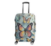 ERSTSNCK Cute Butterflies Luggage Suitcase Covers Elastic Washable Cute Luggage Protector Travel Suitcase Protective Cover For Adult (Fit 19-32 Inch Luggages) X-Large, white, L, Cute Butterflies