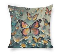 ERSTSNCK Cute Butterflies Pillow Covers 18"x18" Linen Throw Pillow Covers - Double Sided Decorative Square Cushion Cases for Sofa, Bed, Chair (No Insert Included)
