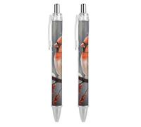 ERSTSNCK Cute Cardinal Birds Black Ballpoint Pens Fine Point (0.5mm) Black Ink Pen Retractable Ball Point Pens with Comfortable Full Grip for Journaling, And Office Writing Ideal 2 PCS