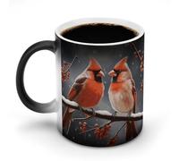 ERSTSNCK Cute Cardinal Birds Color Changing Mug 11 Oz Heat Changing Coffee Mugs Funny Magic Cup Heat Sensitive Ceramics Mug Novelty Coffee Cups Personalized Customized Gift Idea for Men & Women