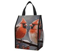 ERSTSNCK Cute Cardinal Birds Insulated Lunch Bag Leakproof Insulated Cooler Bags Reusable Cooler Tote Foldable Lunchbox for Adult Women Men for Work Travel Picnic