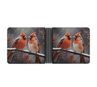 ERSTSNCK Cute Cardinal Birds Wallet for Men Bifold Rfid Blocking Slim Money Clip Front Pocket Wallet Card Holder